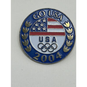 2004 USA Go USA Olympic Team Athlete Sport Rings Gold Lapel Hat Pin